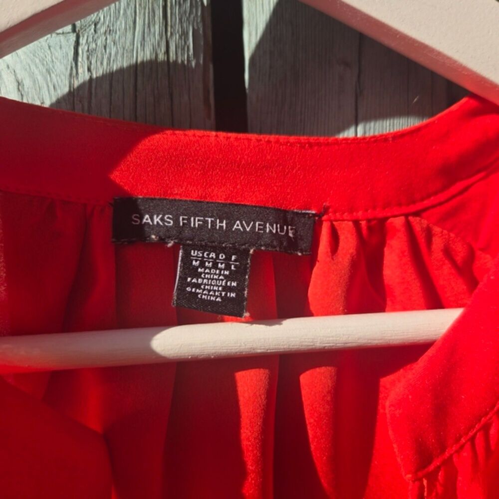 Saks Fifth Avenue Red Long Sleeve Blouse – Size M - Picture 4 of 4